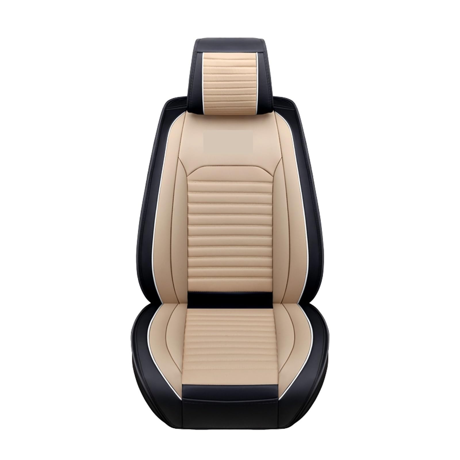 LMHGMUBVR Auto Sitzbezügesets Wasserdichter Autositzbezug, Universal-PU-Leder, Auto-Vorder- und Rücksitzkissenschutz, Matte.(Beige,1xHigh Back Seat Covers) von LMHGMUBVR