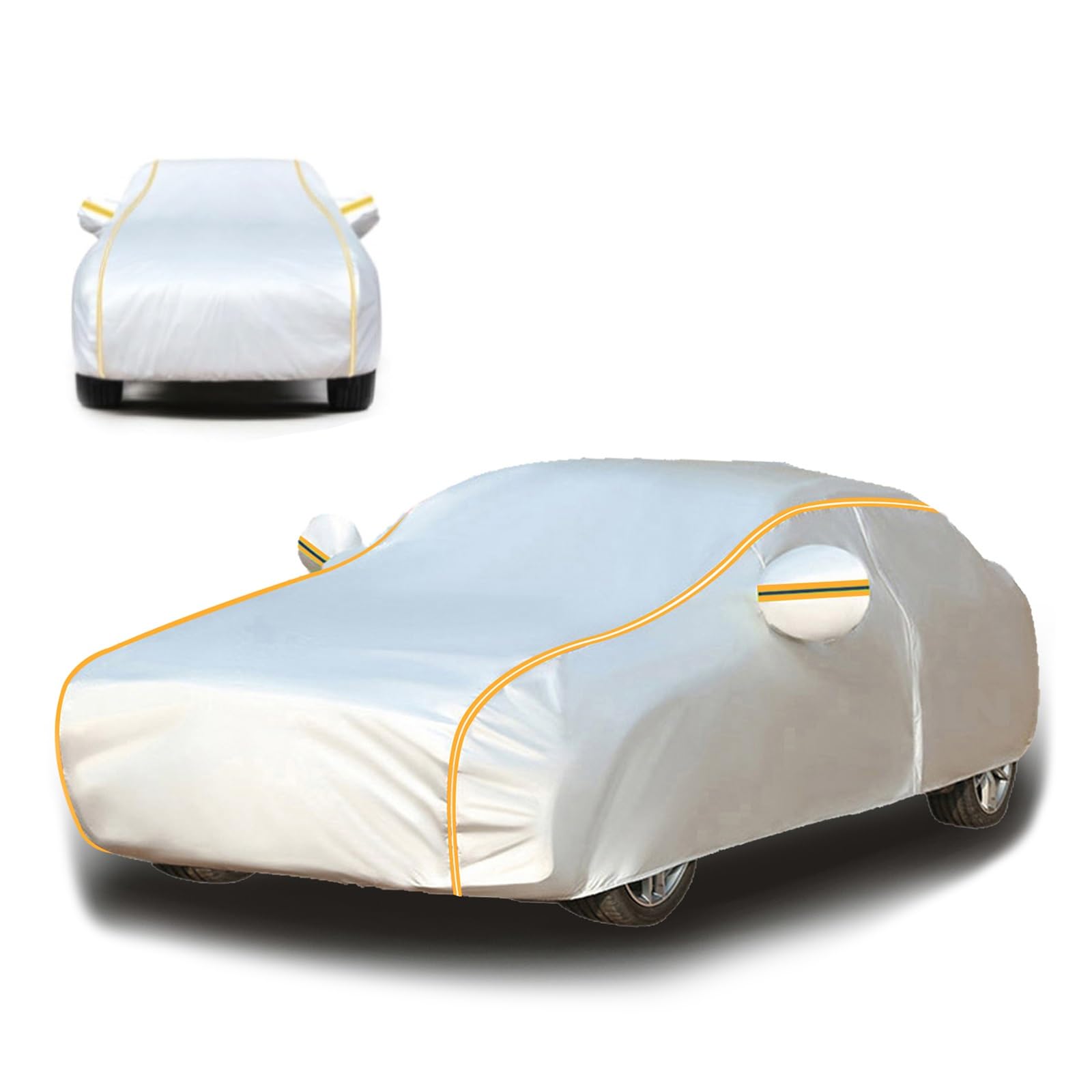 Auto Abdeckplane Outdoor für Audi R8 2007–Present, Autoplane Wasserdicht Atmungsaktiv, Auto Abdeckplane Atmungsaktiv UV Schutz Staubdicht Winddichte Allwetterschutz(Silver-Yellow) von LMLSPFF