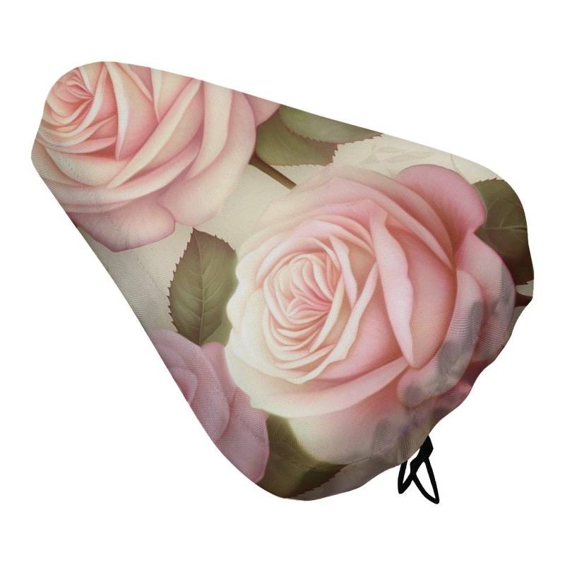 LMNGH Beauty Roses Fahrradsitzbezug, wasserdicht, Regenbezüge für Herren, Fahrradkissen, Sitzschutz mit Kordelzug, extra weicher Sitzkissenbezug für Standard- oder stationäre Fahrräder, Stil von LMNGH