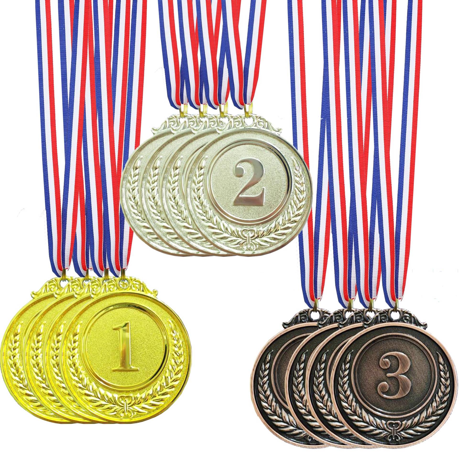 LMSHOWOWO 12 Stück Gold Silber Bronze Medaillen Set, Gewinner Medaillen 1. 2. 3., Medaillen für Kinder, Siegermedaillen, Metall Goldmedaillen mit Band, für Wettbewerbe, Olympic Style, Party Favors von LMSHOWOWO