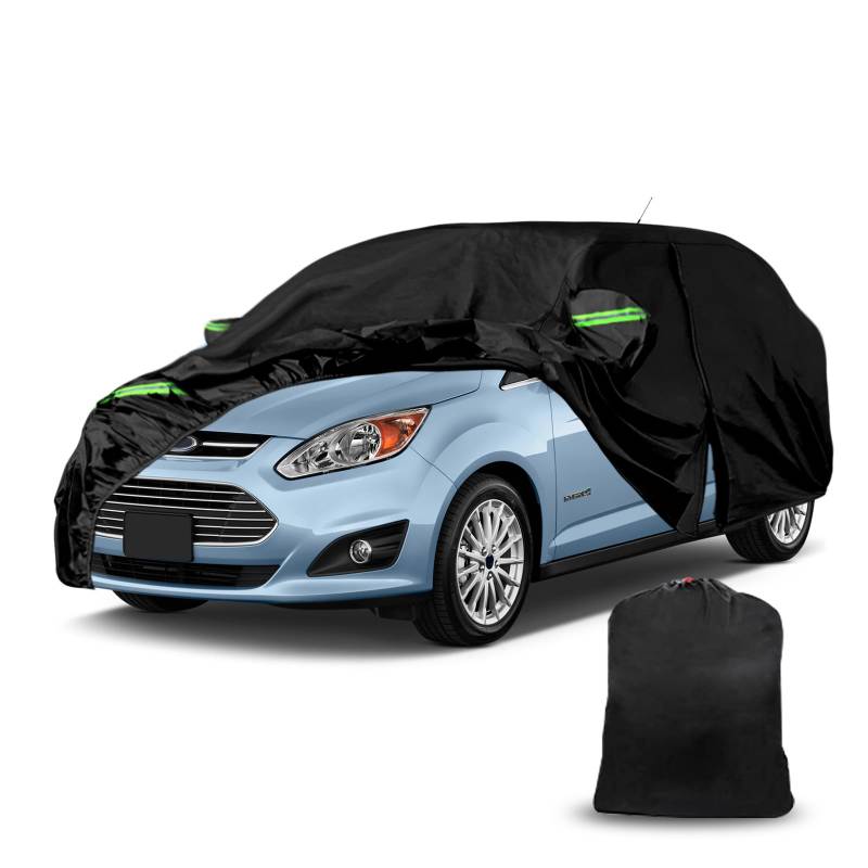 wasserdichte Autoabdeckung Kompatibel mit 2003–2019 Ford C-MAX, 6 Schichten Allwetter-Vollgarage mit Reißverschlusstür für Schnee Regen Staub Hagel Schutz von LMYDIDO