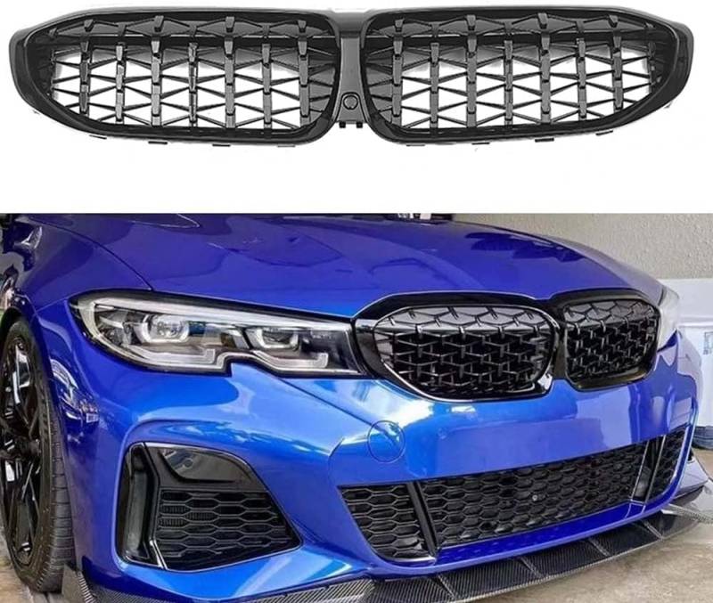 Auto Front Kühlergrill für BMW G20 G28 330i M340i 2019-2022, Frontgrill Frontstoßstangengitter Auto zubehör,A/All Black von LMYFCL66