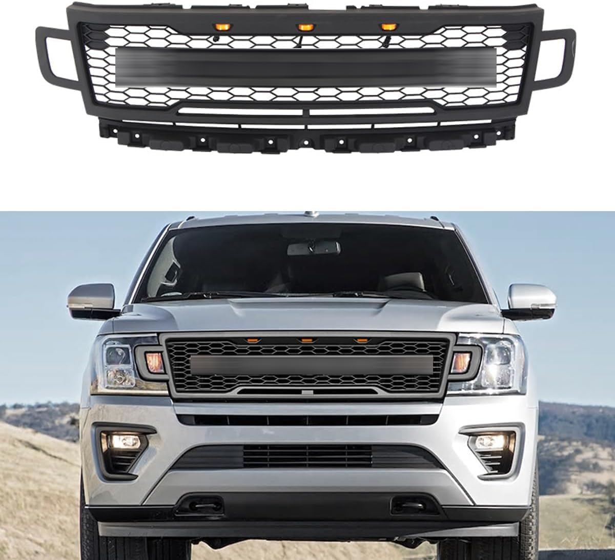 Auto Front Kühlergrill für Ford Expedition 2019-2022, Frontgrill Frontstoßstangengitter Auto zubehör,Black von LMYFCL66