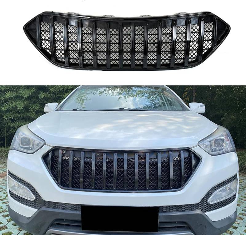 Auto Front Kühlergrill für Hyundai Santafe 2013-2016, Frontgrill Frontstoßstangengitter Auto zubehör,Black von LMYFCL66