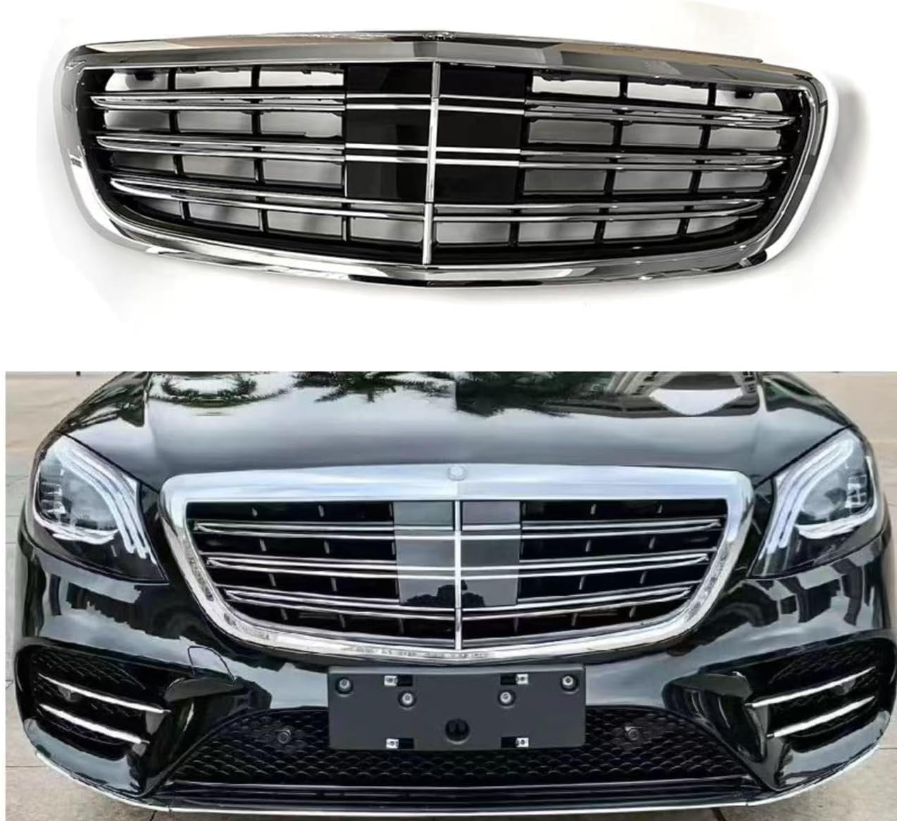 Auto Front Kühlergrill für Mercedes-Benz S-Class W222 AMG 2014-2020, Frontgrill Frontstoßstangengitter Auto zubehör von LMYFCL66