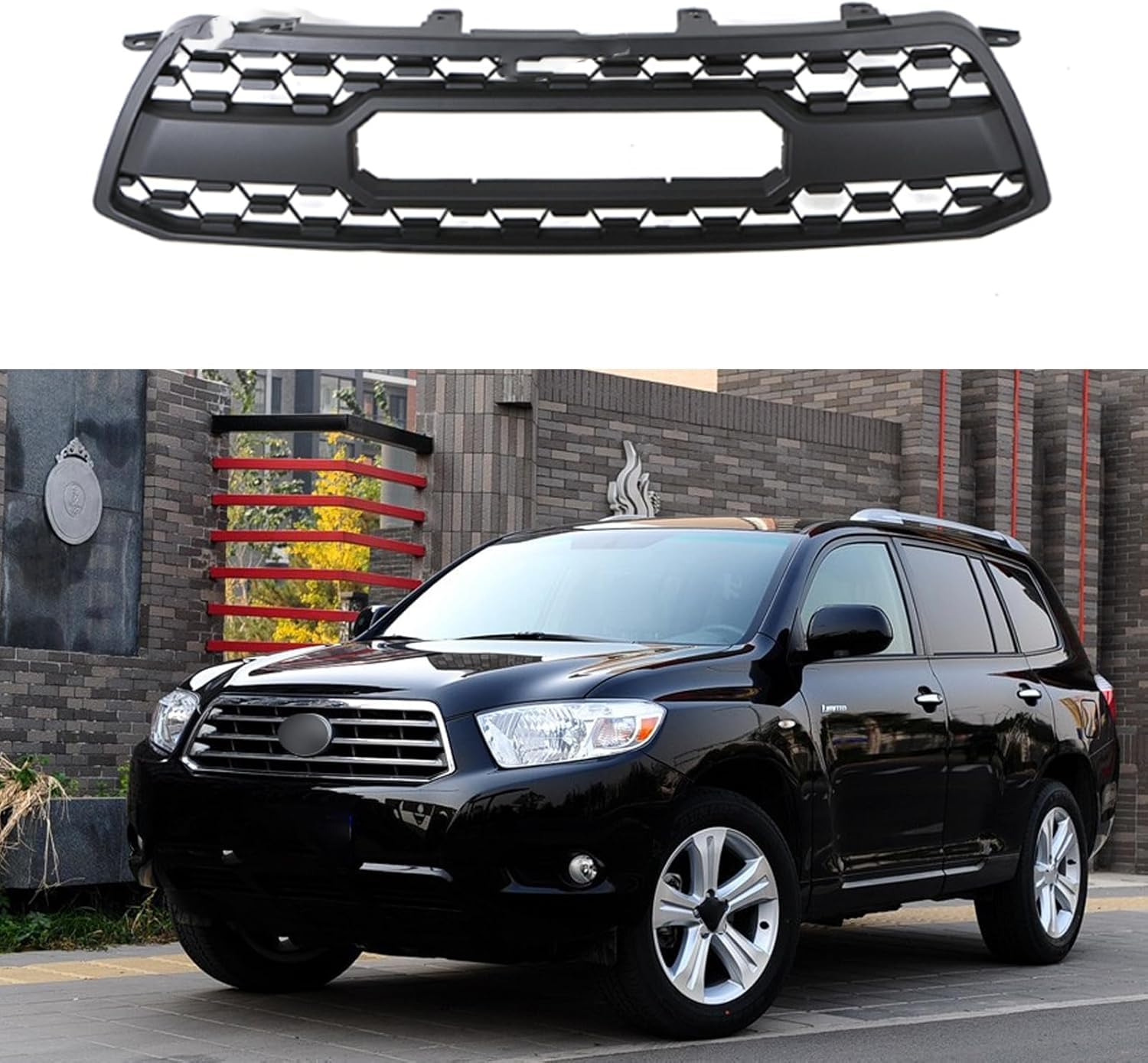 Auto Front Kühlergrill für Toyota Highlander 2009-2011, Frontgrill Frontstoßstangengitter Auto zubehör,B von LMYFCL66