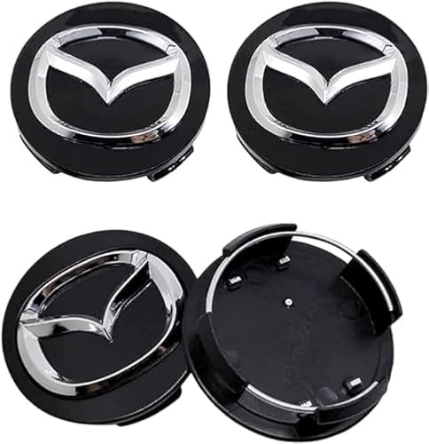4 Stück Auto Felgenkappen für Mazda CX-4 CX-5, Verschleißfest Langlebig Auto Nabenabdeckung Radkappen Ersatz Accessoires,Black von LMYSLCDW