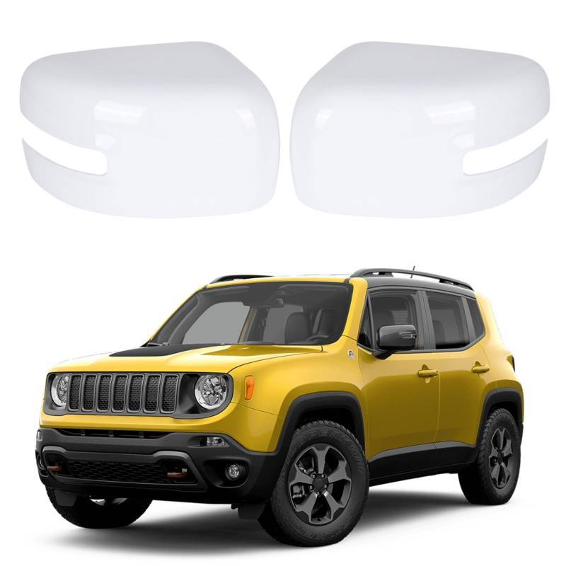 Auto Spiegelkappen, 1 Paar Auto Rückspiegel Abdeckung Kompatibel mit Jeep Renegade 2014-2023, Original Autoersatzteile (Weiß) von LMYSUFI