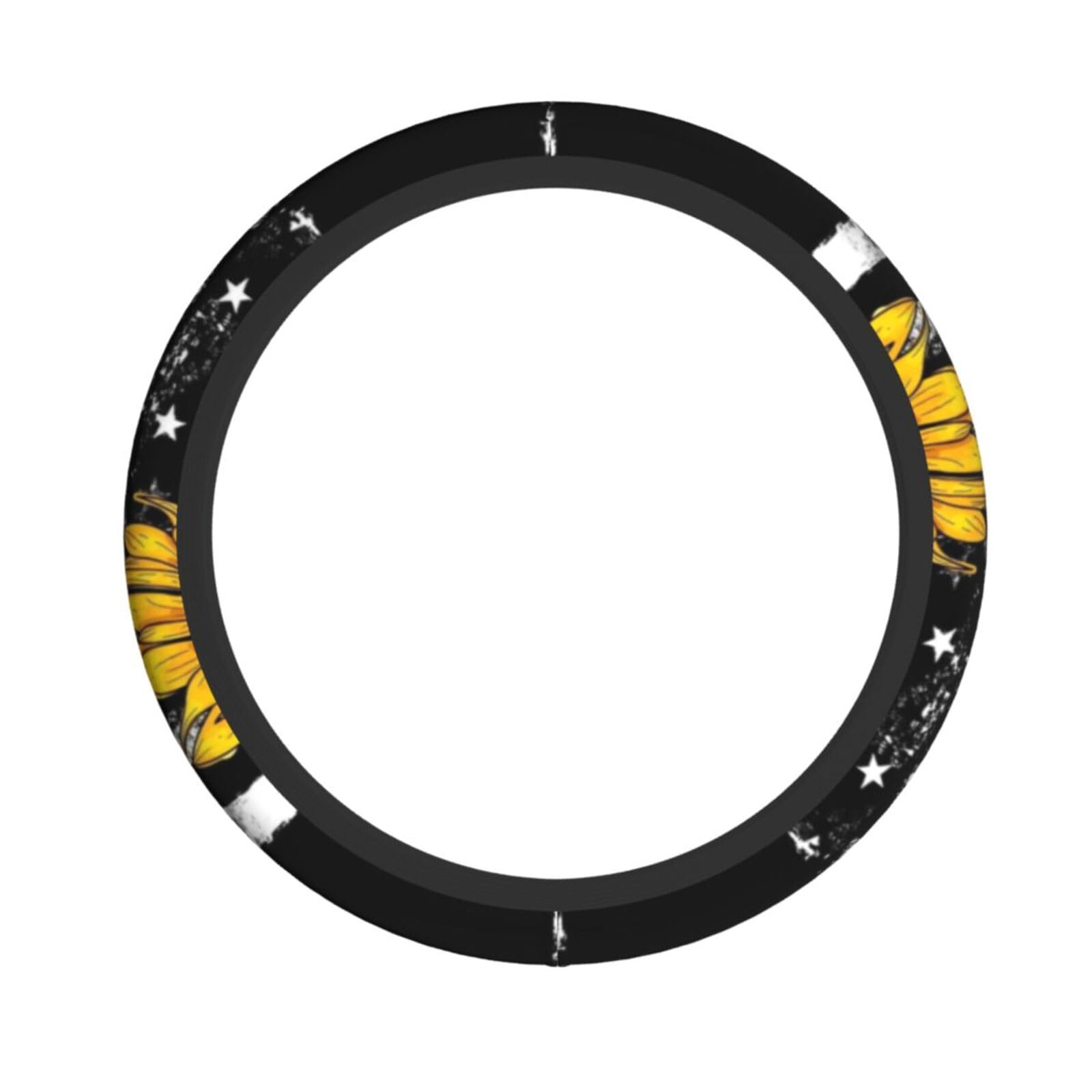 Elastische Lenkradhülle aus Stoff mit Sonnenblume und amerikanischer Flagge von LNEMYQRS