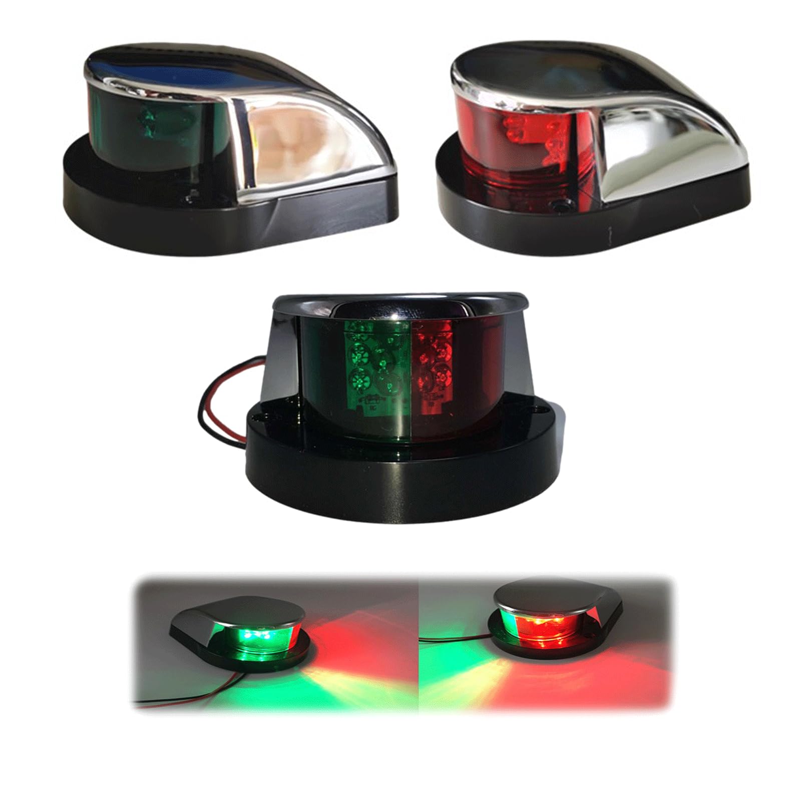 LNGJIN Navigationslichter für Boote,mit roter und grüner LED,Boot Positionslichter,Navigationslicht,Marine Boot Yacht LED Licht Signalleuchte,Marine Ankerlicht,für Marine Bootsponton von LNGJIN