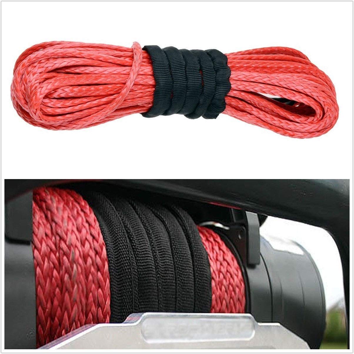 Fahrzeugnutzer-Anhänger Seil Polymer Synthetischer Winde Draht Seil Auto Starkes Zugseil(Rood,6MM*15M) von LNHHG