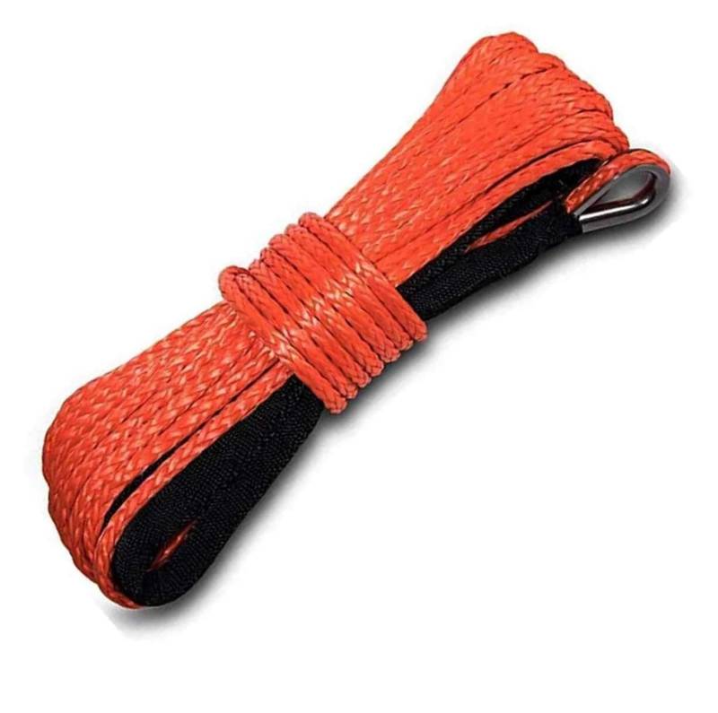 Synthetisches Windenseil-Set 15 m 6 mm Abschleppwindenseil, Schnurschnur aus synthetischer Faser, 5500 lbs/7000 lbs/7700 lbs for ATV UTV SUV 4X4 4WD(6mm 15M orange) von LNHHG