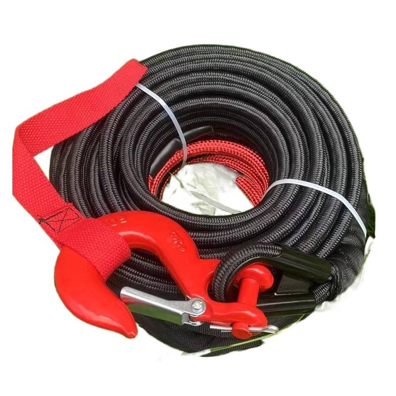 Synthetisches Windenseil-Set Abschleppseil 10 mm x 25 m Windenseil 9,5 Tonnen for SUV-Selbsthilfe Superhochmolekulares Seil Abschlepphaken Streamer Doppelwindenseil(1/2") von LNHHG