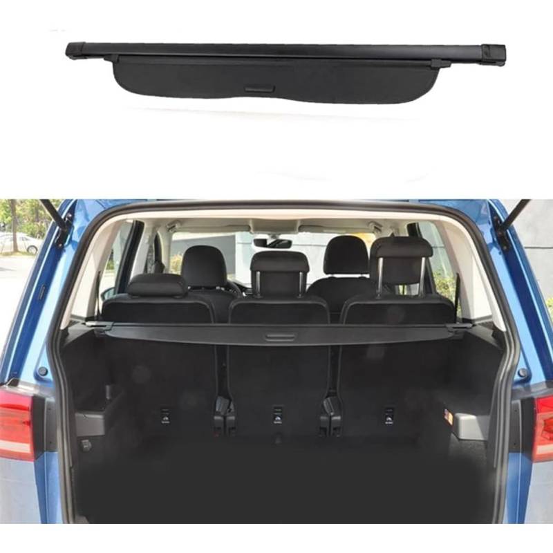 Auto Einziehbarer Laderaumabdeckung Frachtabdeckungen, für Vw TOURAN 2016-2021 Shielding Trennwand Aufbewahrung Cargo Covers, Car Zubehör von LNHZX