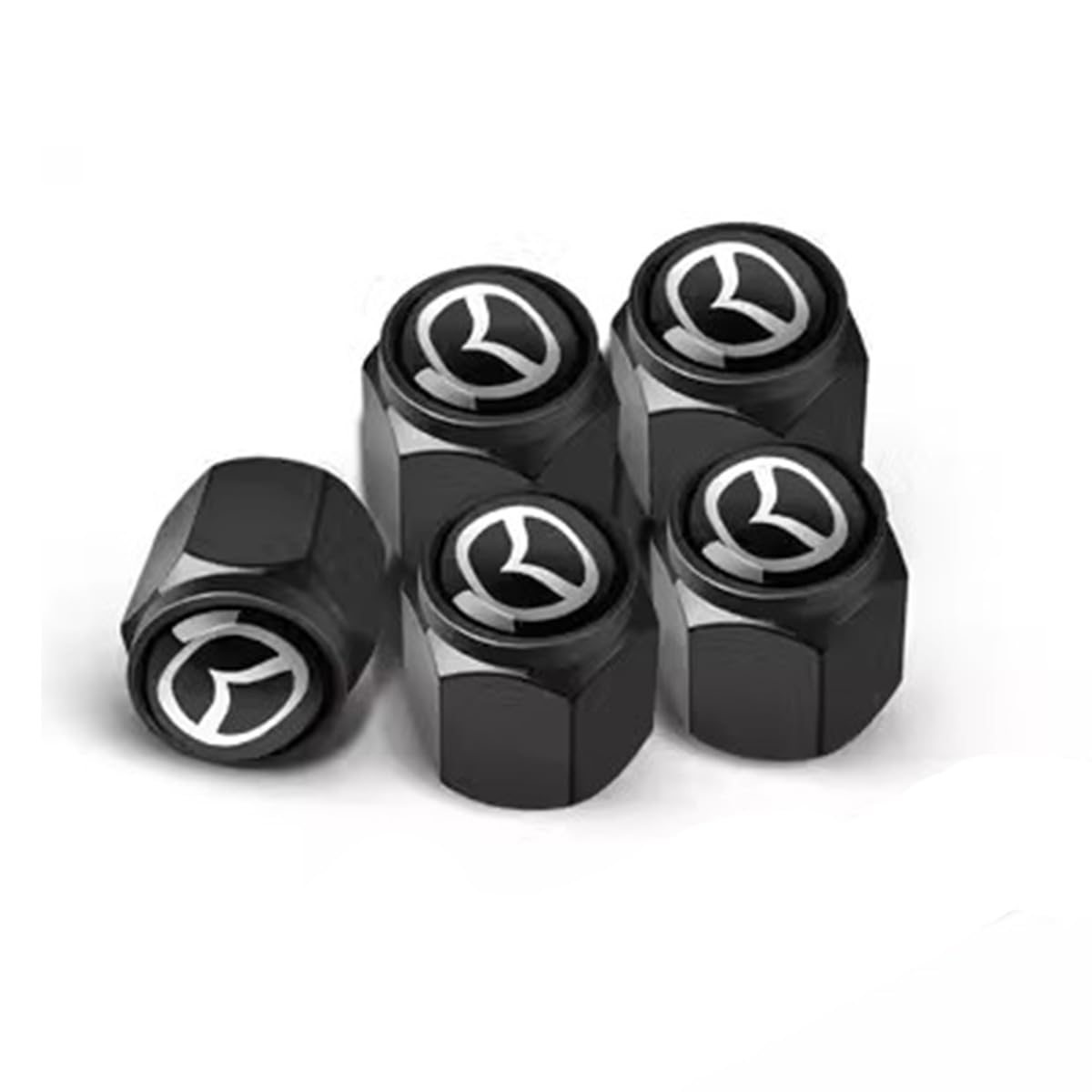 4 Stück Autoreifen Ventilkappen für Mazda 2 Speed CX9 CX5 CX30 CX3 CX7 RX8 RX7 626 6, Auto Zubehör,Stabiler Reifendruck,Reifenventilkappe,black von LNLMY