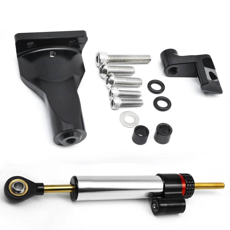 Motorradhalterung Einstellbarer Aluminium Carbon Motorrad Lenkung Dämpfer Stabilisator Halterung Montage Unterstützung Kit Für R3 R25 MT25 MT03 2019-2023 CNC Stoßdämpfer CNC-Montagesatz(B Silver Set) von LNMLRBXEXZ