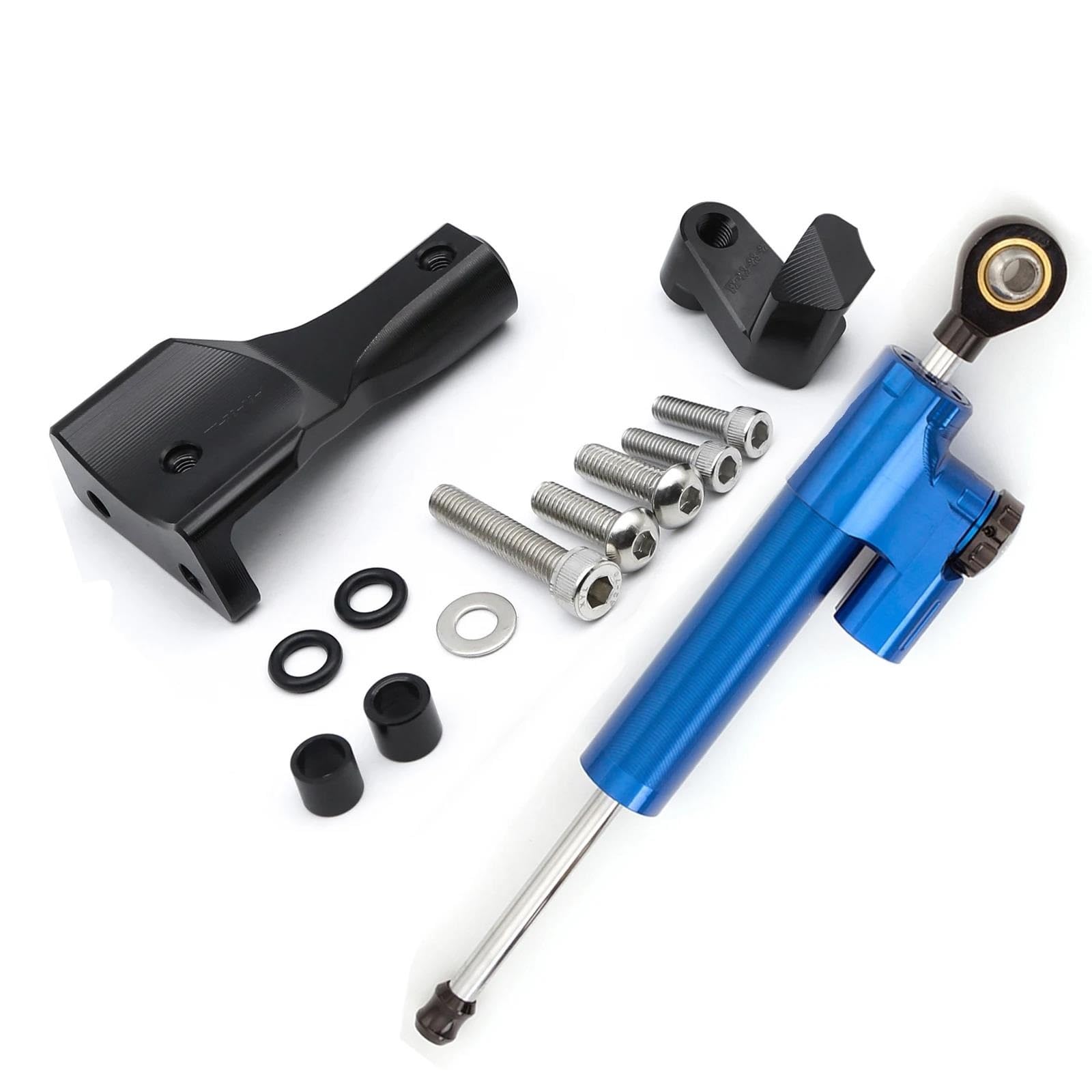 Motorradhalterung Einstellbarer Aluminium Carbon Motorrad Lenkung Dämpfer Stabilisator Halterung Montage Unterstützung Kit Für R3 R25 MT25 MT03 2019-2023 CNC Stoßdämpfer CNC-Montagesatz(Blue Set) von LNMLRBXEXZ