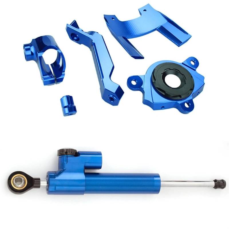 Motorradhalterung Einstellbarer Aluminium Lenkung Dämpfer Motorräder Stabilisieren Dämpfer Halterung Für Kawasaki Für Z1000 2016-2022 CNC Stoßdämpfer CNC-Montagesatz(Blue) von LNMLRBXEXZ