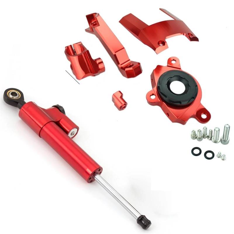 Motorradhalterung Einstellbarer Aluminium Lenkung Dämpfer Motorräder Stabilisieren Dämpfer Halterung Für Kawasaki Für Z1000 2016-2022 CNC Stoßdämpfer CNC-Montagesatz(Red) von LNMLRBXEXZ