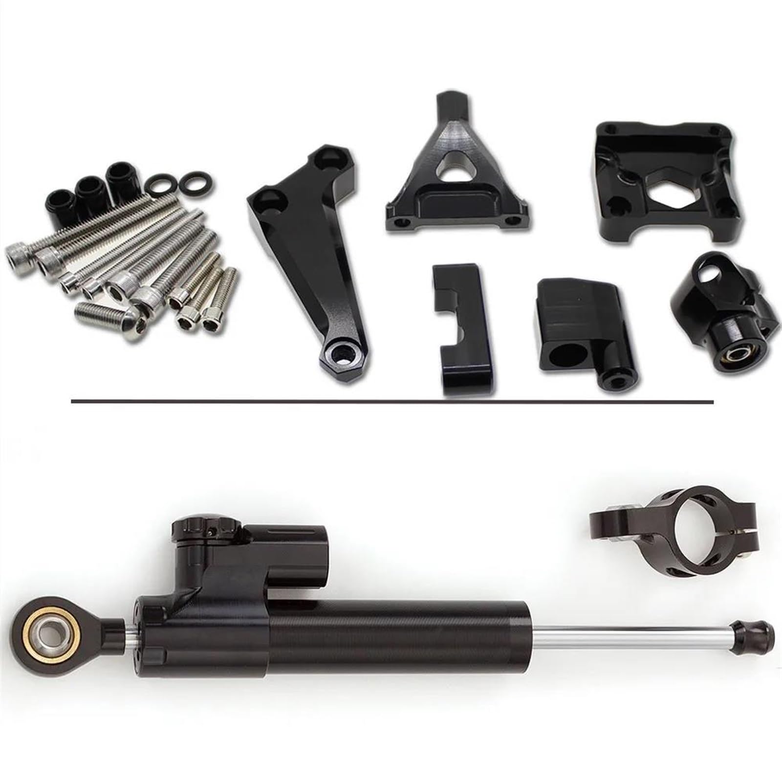 Motorradhalterung Einstellbarer Aluminium Motorrad Stabilisator Dämpfer Lenkung Montage Halterung Halter Support Kit Set Für Kawasaki Für Z300 Z250 2015-2016 Stoßdämpfer CNC-Montagesatz(Black) von LNMLRBXEXZ