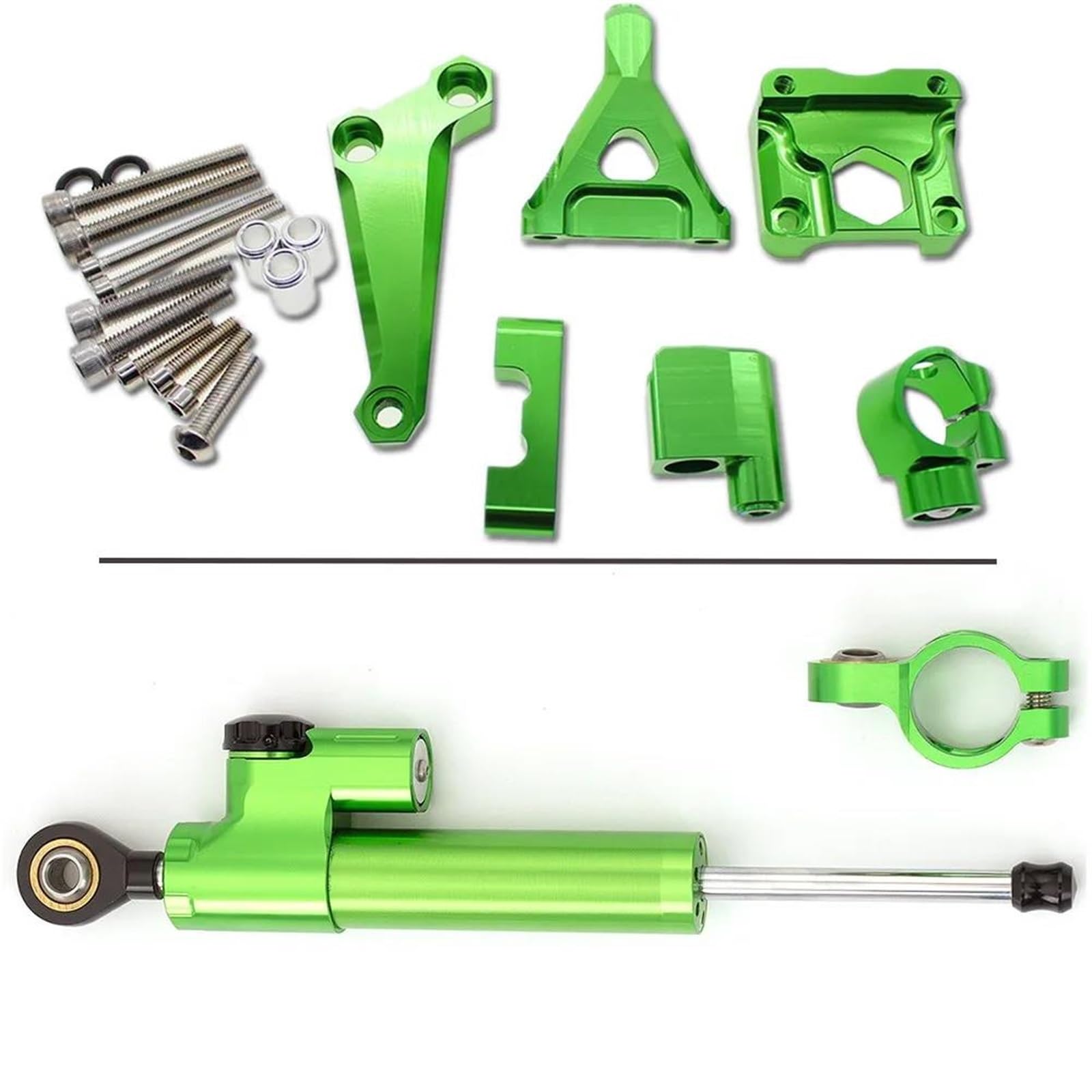 Motorradhalterung Einstellbarer Aluminium Motorrad Stabilisator Dämpfer Lenkung Montage Halterung Halter Support Kit Set Für Kawasaki Für Z300 Z250 2015-2016 Stoßdämpfer CNC-Montagesatz(Green) von LNMLRBXEXZ