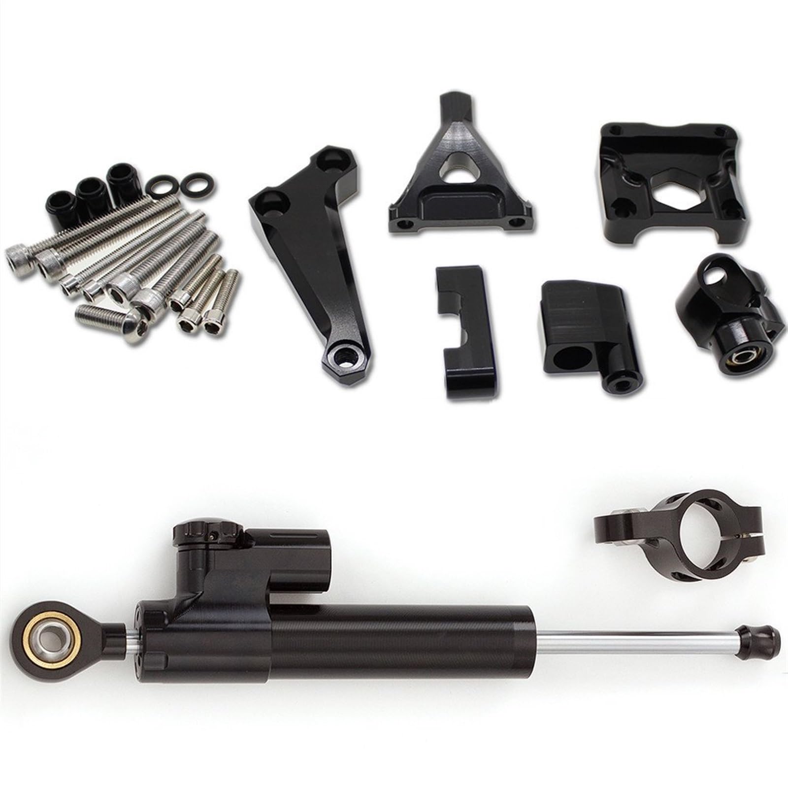 Motorradhalterung Einstellbarer Aluminium Motorrad Stabilisator Dämpfer Lenkung Montage Halterung Halter Unterstützung Kit Set Für Kawasaki Für Z300 Für Z250 2015-2016 Stoßdämpfer CNC-Montagesatz(Bl von LNMLRBXEXZ