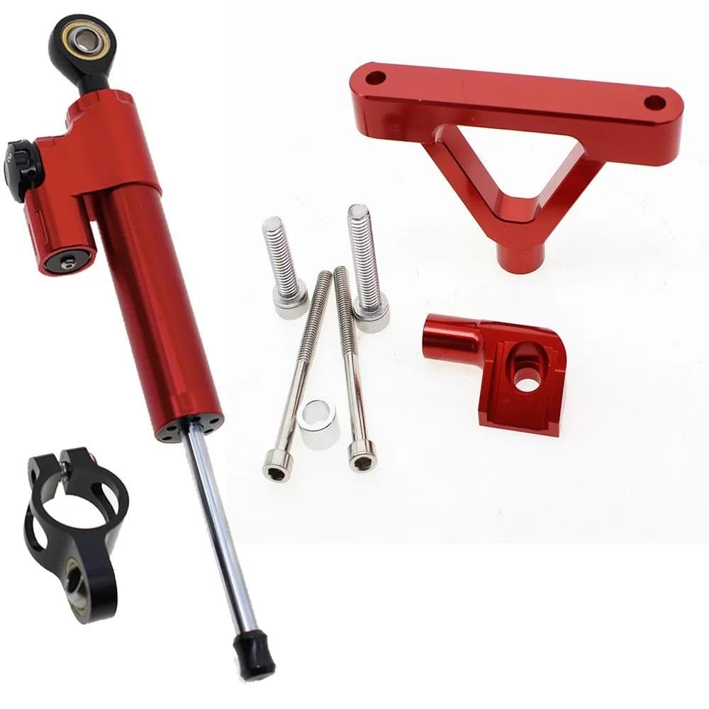 Motorradhalterung Einstellbarer Aluminium Motorrad Stabilisator Dämpfer Lenkung Montage Halterung Halter Unterstützung Kit Set Für Kawasaki Für ZX6R 2007-2008 CNC Stoßdämpfer CNC-Montagesatz(Red) von LNMLRBXEXZ