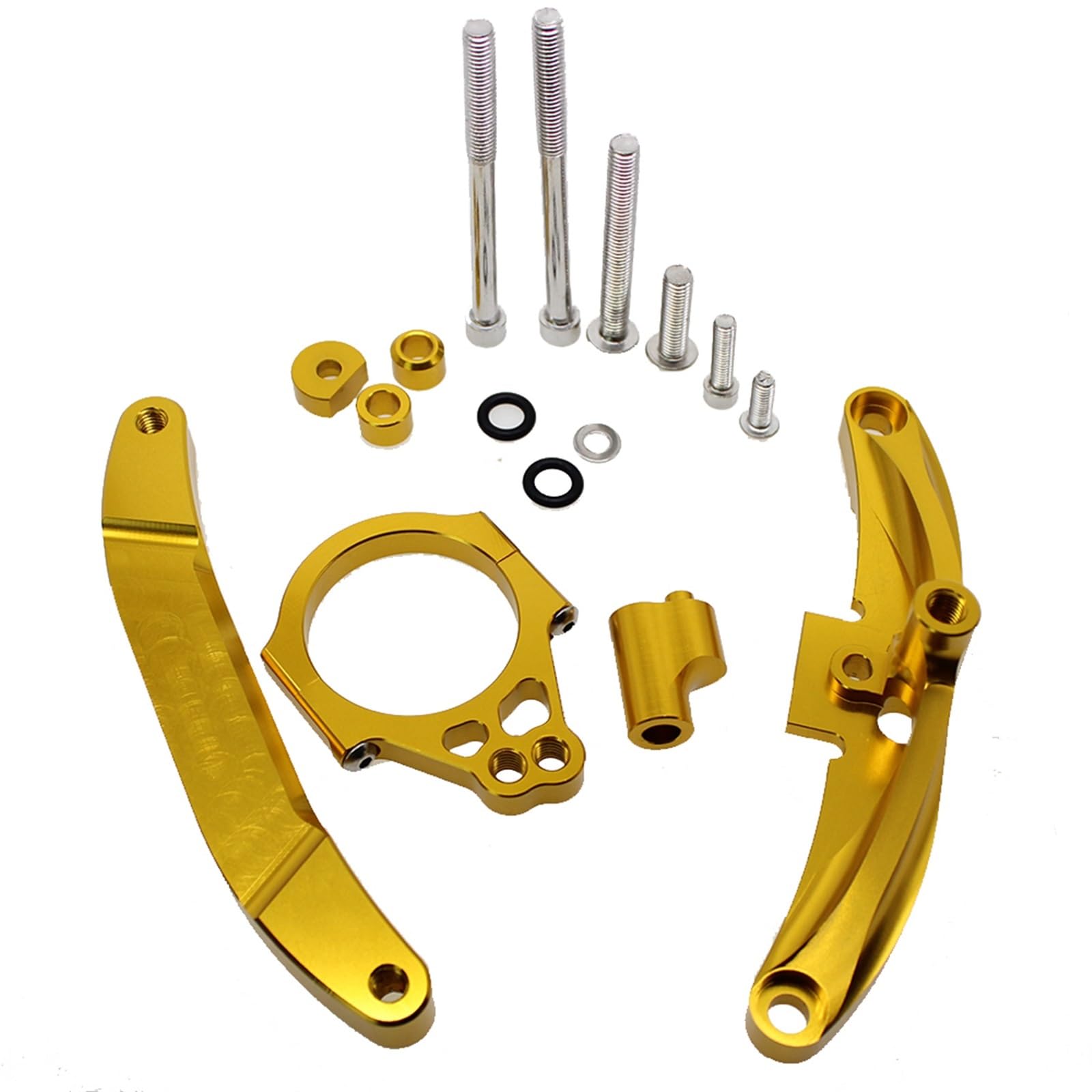 Motorradhalterung Einstellbarer CNC Aluminium Für FZ1 2006-2015 Motorrad Lenkung Dämpfer Stabilisator Halterung Montage Unterstützung Kit Halter Stoßdämpfer CNC-Montagesatz(Gold) von LNMLRBXEXZ