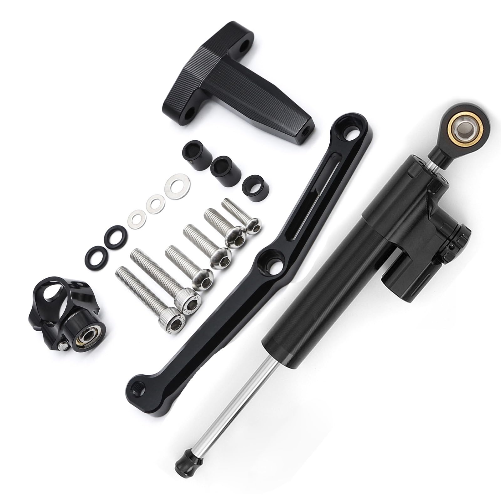 Motorradhalterung Einstellbarer CNC Aluminium Motorräder Lenkungsdämpfer Stabilisator Dämpfer Halterung Für 752s 2019 2020 2021 2022-2023 Stoßdämpfer CNC-Montagesatz(Black) von LNMLRBXEXZ