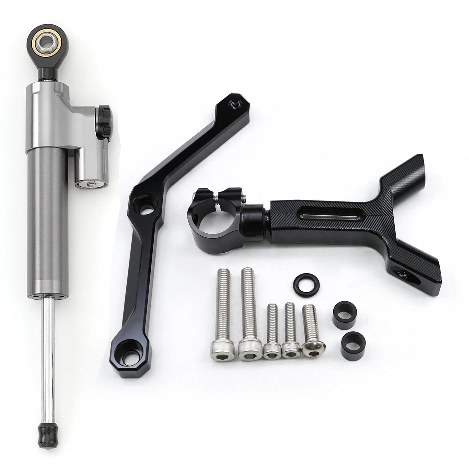 Motorradhalterung Einstellbarer Carbon Motorrad Lenkung Dämpfer Stabilisator Halterung Montage Kit Für Triumph Street Triple 765 S/R RS 2017-2022 Stoßdämpfer CNC-Montagesatz(Gray Set) von LNMLRBXEXZ