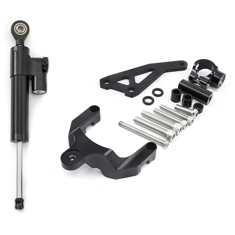 Motorradhalterung Einstellbarer Carbon Motorrad Lenkungsdämpfer CNC Aluminium Stabilisator Halterung Montage Support Kit Halter Für Suzuki Für GSR600 2006-2010 Stoßdämpfer CNC-Montagesatz(Black Set) von LNMLRBXEXZ