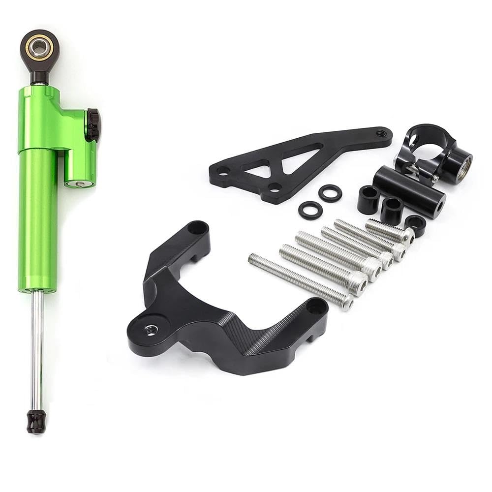 Motorradhalterung Einstellbarer Carbon Motorrad Lenkungsdämpfer CNC Aluminium Stabilisator Halterung Montage Support Kit Halter Für Suzuki Für GSR600 2006-2010 Stoßdämpfer CNC-Montagesatz(Green Set) von LNMLRBXEXZ