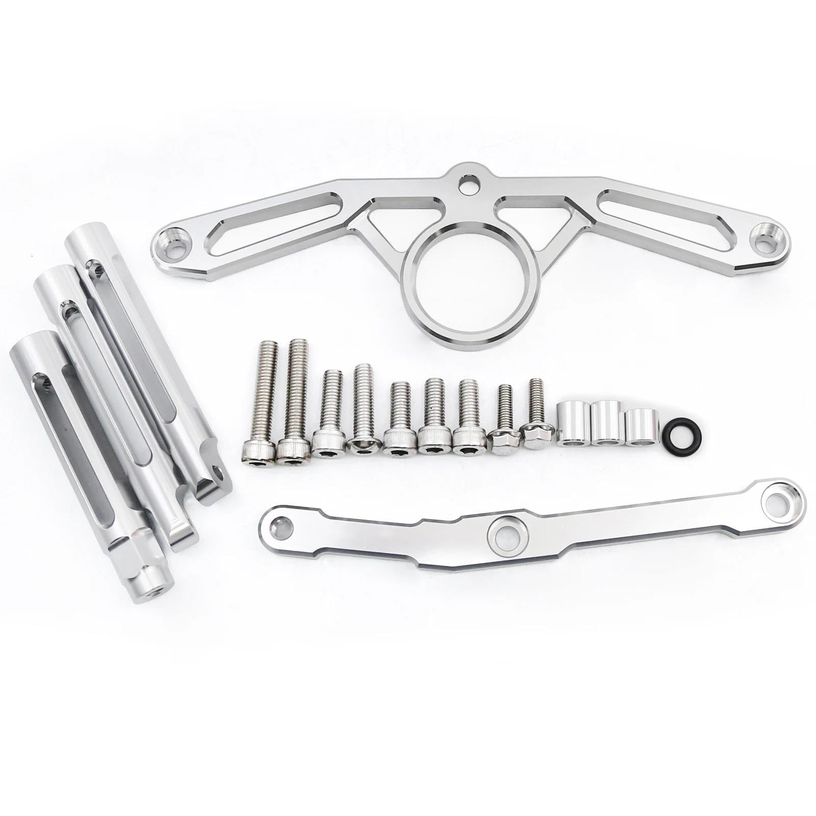 Motorradhalterung Einstellbarer FÜR MT09 2021 2022 2023 Zubehör CNC Motorrad Stabilisator Lenkung Dämpfer Halterung Montage Kit Unterstützung Stoßdämpfer CNC-Montagesatz(Silver Bracket) von LNMLRBXEXZ