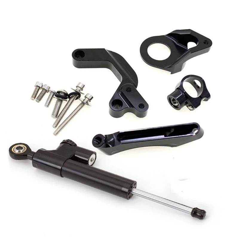 Motorradhalterung Einstellbarer Fiber Carbon Motorrad Lenkung Dämpfer Stabilisator Halterung Montage Kit Für Suzuki Für GSXR1000 K9 2009-2019 Stoßdämpfer CNC-Montagesatz(Black B) von LNMLRBXEXZ