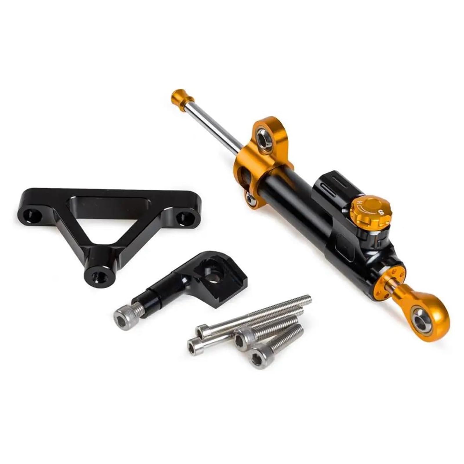 Motorradhalterung Einstellbarer Für Kawasaki Für Ninja ZX6R 2007 2008 Lenkungsdämpfer Motorrad Aluminium Lenkungsdämpfer Stabilisator Halterung Kit Stoßdämpfer CNC-Montagesatz(Gold) von LNMLRBXEXZ