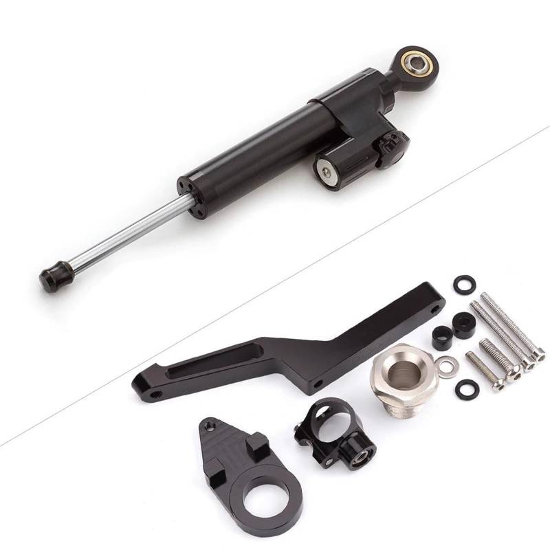 Motorradhalterung Einstellbarer Für Kawasaki Für ZX6R Für Ninja 600 ZX636 2009-2021 Lenkungsdämpfer Motorrad Stabilisieren Dämpfer Halterung Montage Kit Stoßdämpfer CNC-Montagesatz(Black) von LNMLRBXEXZ