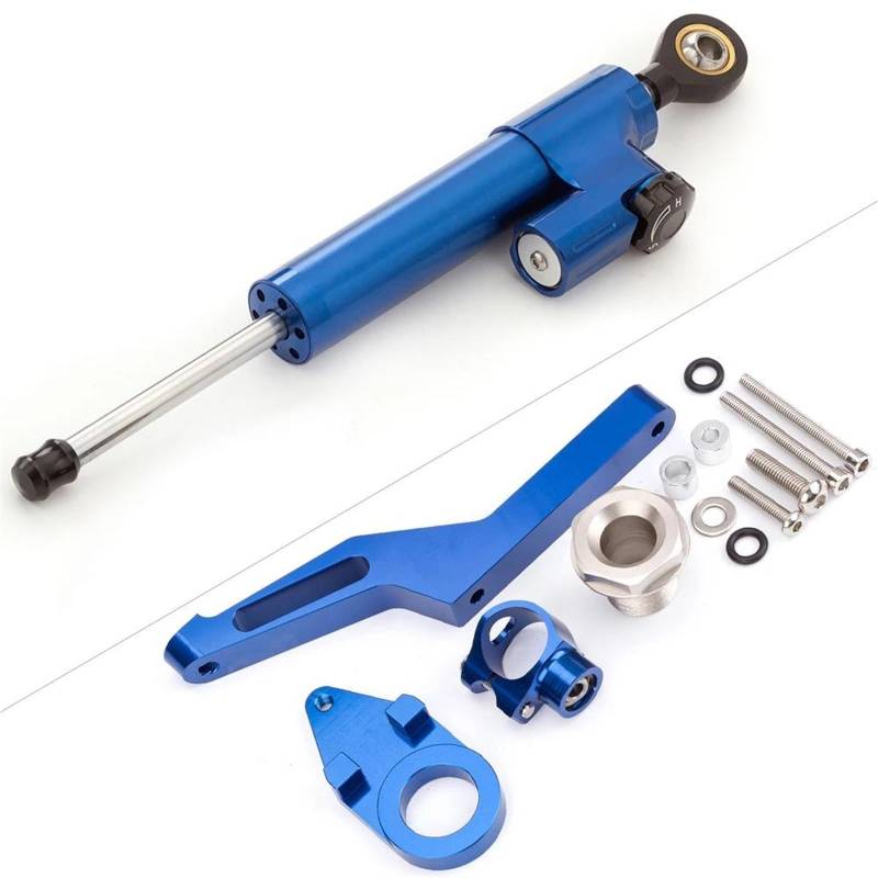 Motorradhalterung Einstellbarer Für Kawasaki Für ZX6R Für Ninja 600 ZX636 2009-2021 Lenkungsdämpfer Motorrad Stabilisieren Dämpfer Halterung Montage Kit Stoßdämpfer CNC-Montagesatz(Blue) von LNMLRBXEXZ