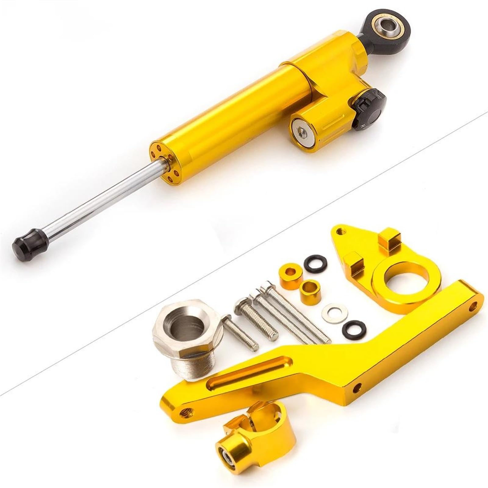 Motorradhalterung Einstellbarer Für Kawasaki Für ZX6R Für Ninja 600 ZX636 2009-2021 Lenkungsdämpfer Motorrad Stabilisieren Dämpfer Halterung Montage Kit Stoßdämpfer CNC-Montagesatz(Gold) von LNMLRBXEXZ