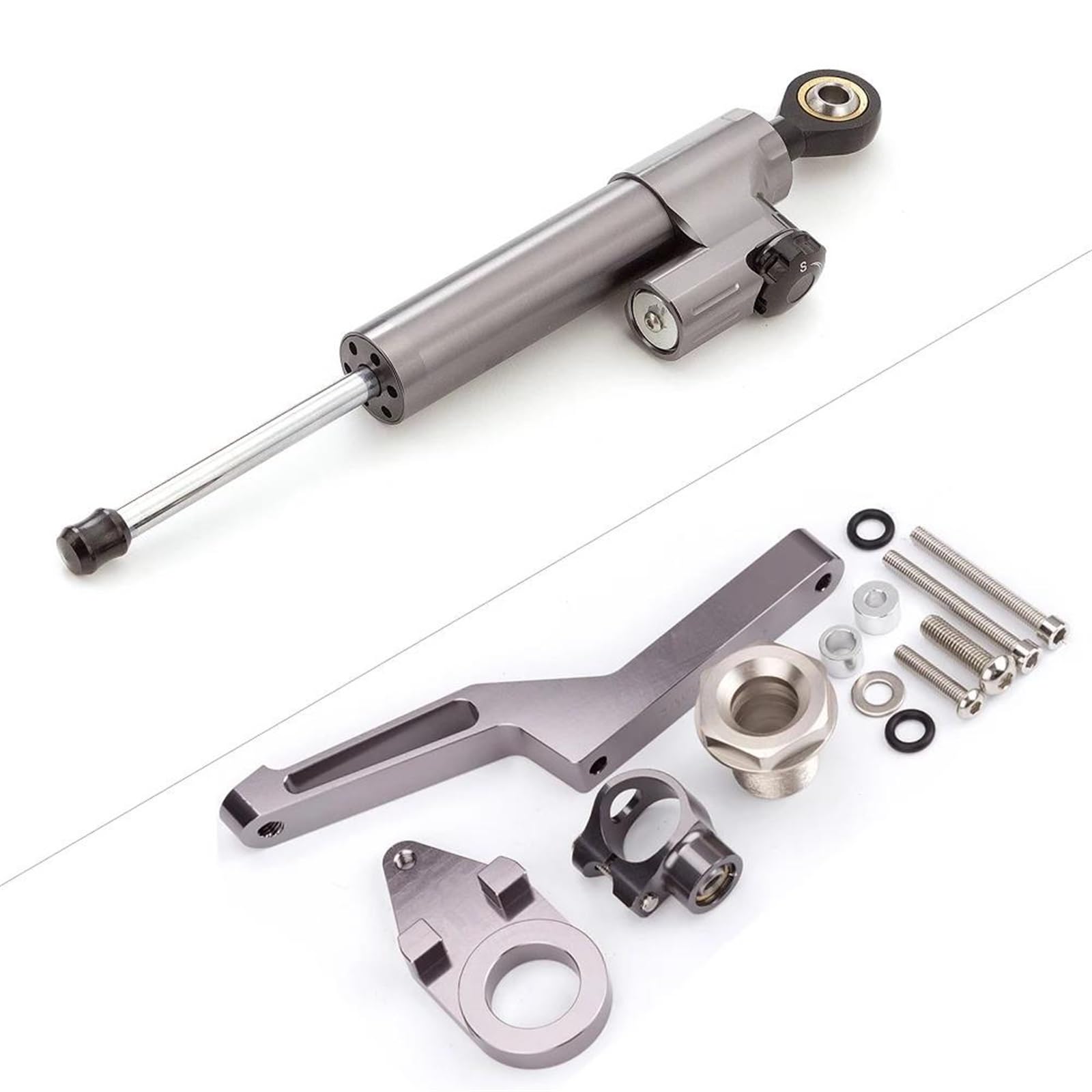 Motorradhalterung Einstellbarer Für Kawasaki Für ZX6R Für Ninja 600 ZX636 2009-2021 Lenkungsdämpfer Motorrad Stabilisieren Dämpfer Halterung Montage Kit Stoßdämpfer CNC-Montagesatz(Gray) von LNMLRBXEXZ