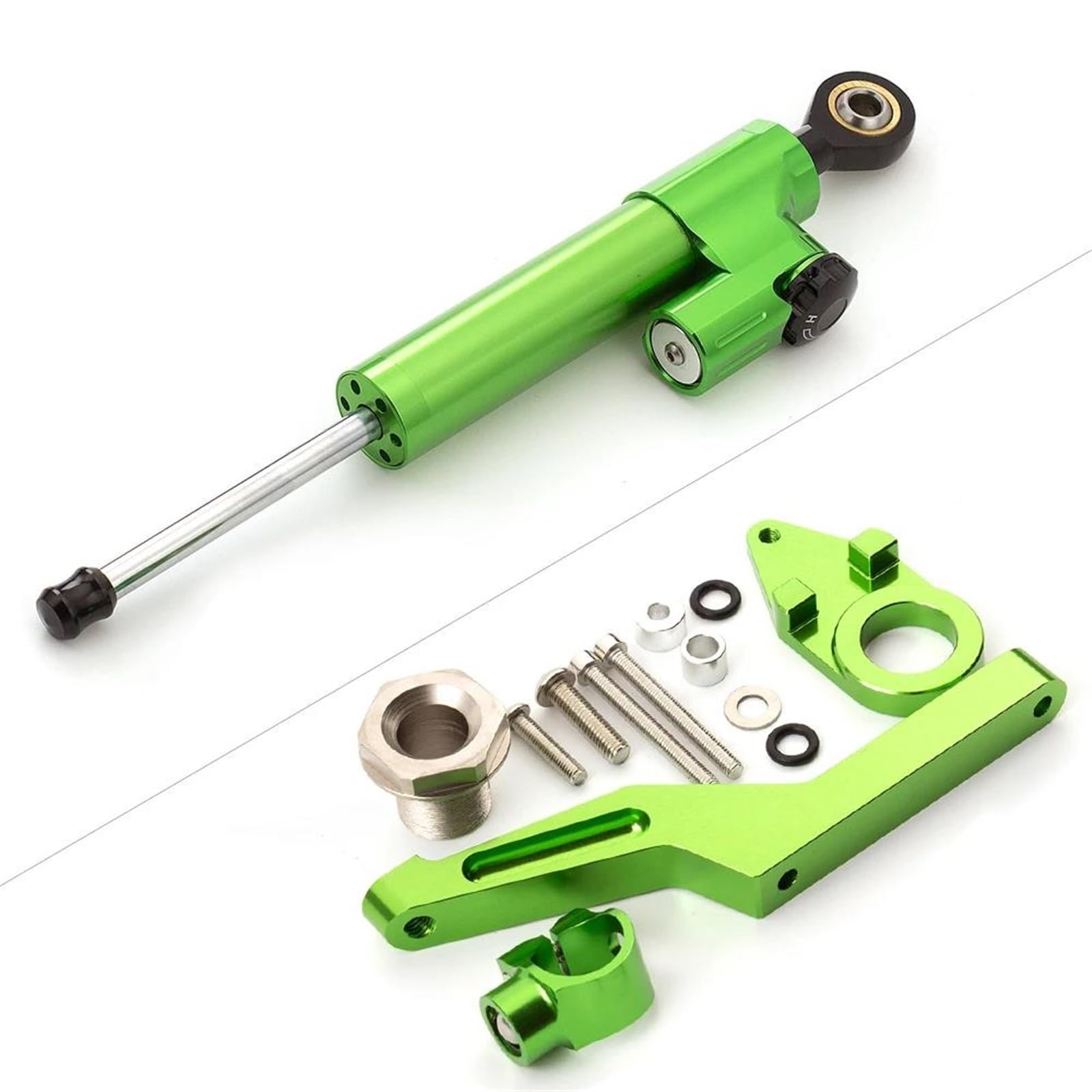 Motorradhalterung Einstellbarer Für Kawasaki Für ZX6R Für Ninja 600 ZX636 2009-2021 Lenkungsdämpfer Motorrad Stabilisieren Dämpfer Halterung Montage Kit Stoßdämpfer CNC-Montagesatz(Green) von LNMLRBXEXZ