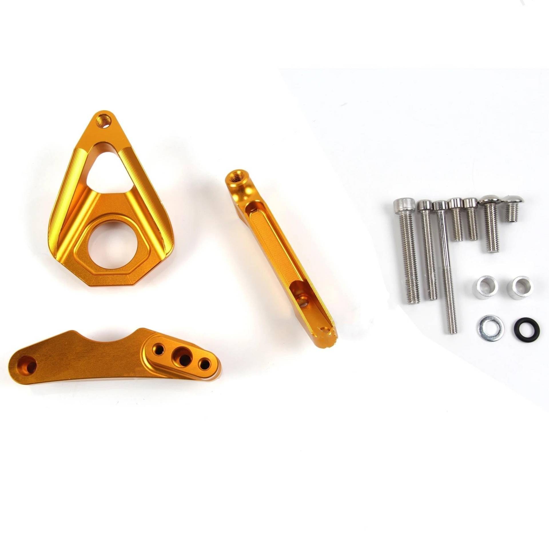 Motorradhalterung Einstellbarer Für Suzuki Für GSXR1000 2005 2006 Stabilisator Halterung Kit Sicherheit Control GSX-R K5 K6 Motorrad Lenkung Dämpfer Set Stoßdämpfer CNC-Montagesatz(Gold Bracket) von LNMLRBXEXZ