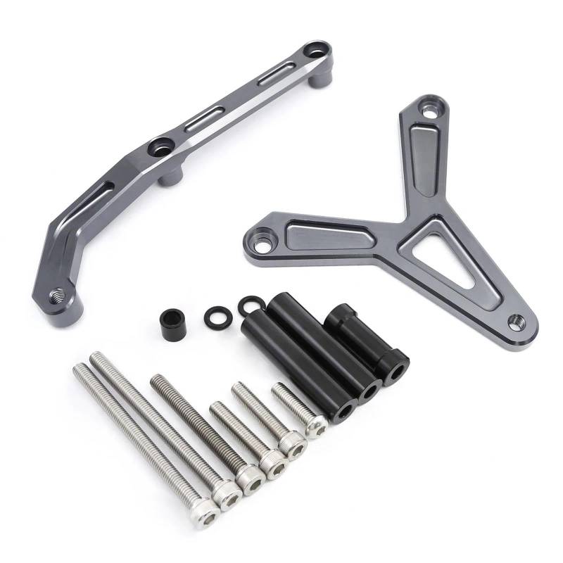 Motorradhalterung Einstellbarer Für Tracer 900 GT 2021-2023 Stabilisator Halterung Montage Unterstützung Kit CNC Aluminium Carbon Motorrad Lenkung Dämpfer Stoßdämpfer CNC-Montagesatz(Gray Bracket) von LNMLRBXEXZ