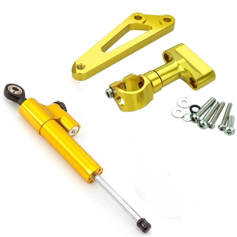 Motorradhalterung Einstellbarer Lenkungsdämpfer Motorrad Stabilisieren Dämpfer Halterung Montage Kit Für CB600F Für Hornet 2007-2016 CNC Stoßdämpfer CNC-Montagesatz(Gold) von LNMLRBXEXZ