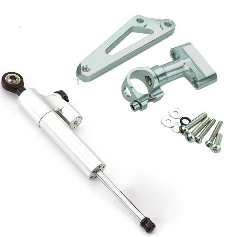 Motorradhalterung Einstellbarer Lenkungsdämpfer Motorrad Stabilisieren Dämpfer Halterung Montage Kit Für CB600F Für Hornet 2007-2016 CNC Stoßdämpfer CNC-Montagesatz(Silver) von LNMLRBXEXZ