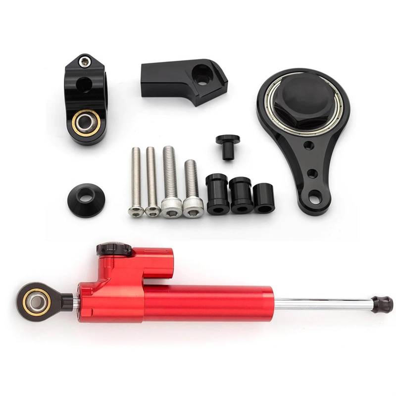 Motorradhalterung Einstellbarer Lenkungsdämpfer Stabilisator Motorrad Dämpfer Halterung Unterstützung Für Kawasaki Für Ninja Für ZX636 ZX6R ZX-6R ZX 6R 2005 2006 CNC Stoßdämpfer CNC-Montagesatz(Red) von LNMLRBXEXZ