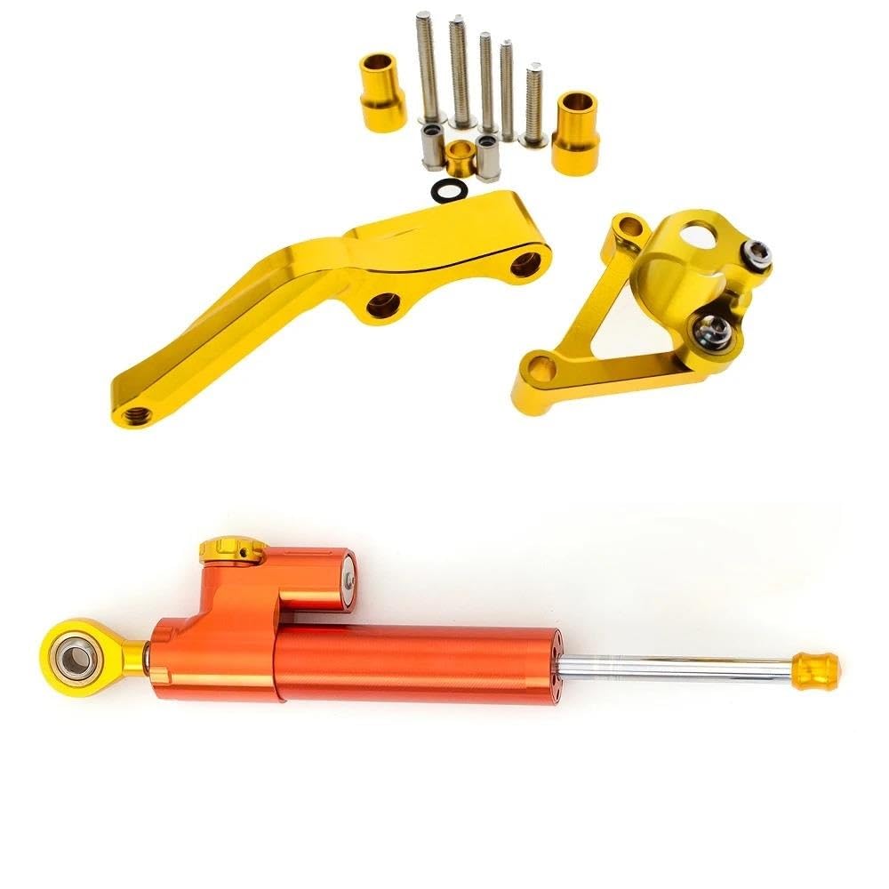 Motorradhalterung Einstellbarer Motorrad Aluminium Lenkung Stabilisieren Dämpfer Halterung Unterstützung Montage Kit Für Ducati 696 796 795 Monster CNC Stoßdämpfer CNC-Montagesatz(Orange) von LNMLRBXEXZ