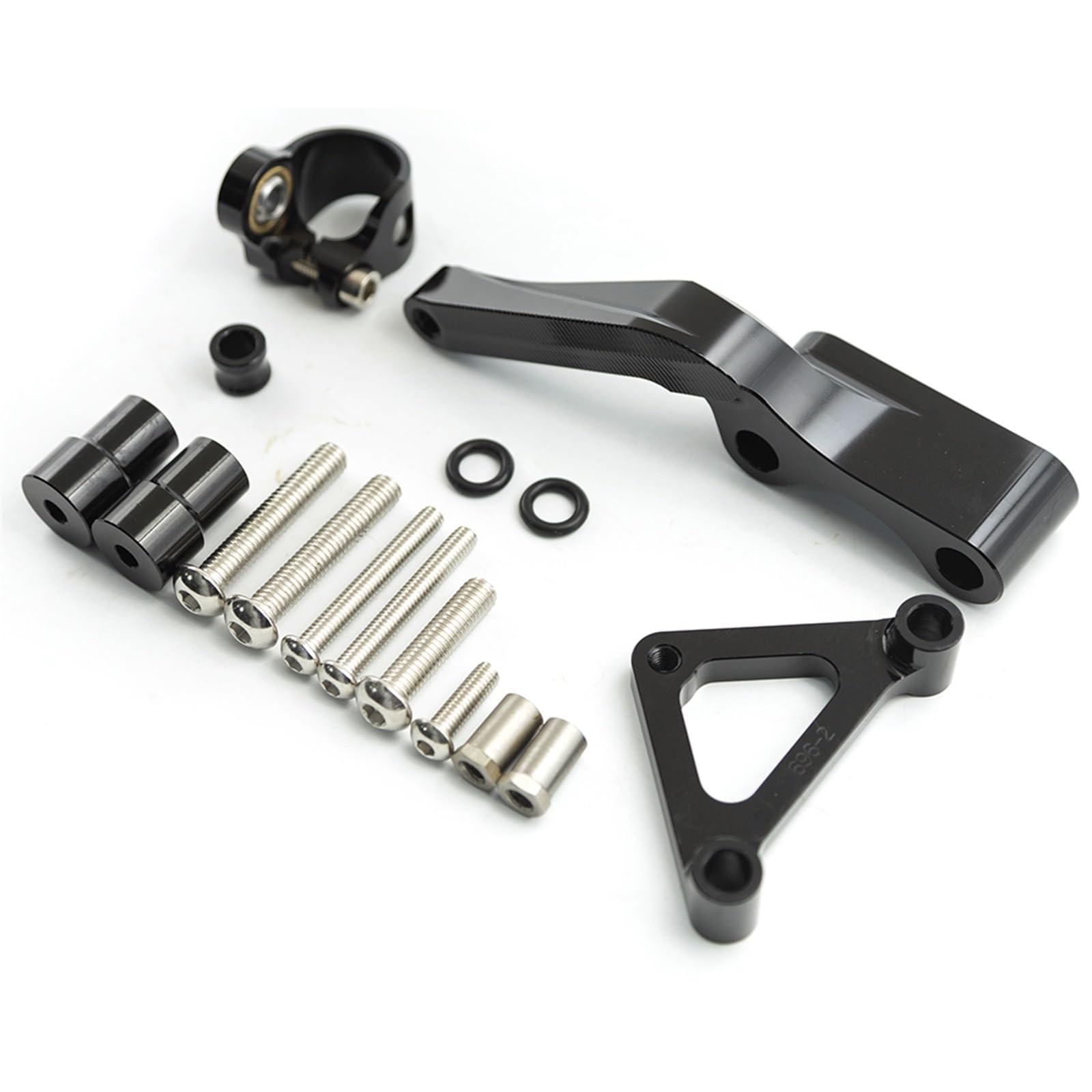 Motorradhalterung Einstellbarer Motorrad CNC Aluminium Lenkungsdämpfer Stabilisator Halterung Für Ducati 696 Monster Support Kit Halter Stoßdämpfer CNC-Montagesatz(Black) von LNMLRBXEXZ