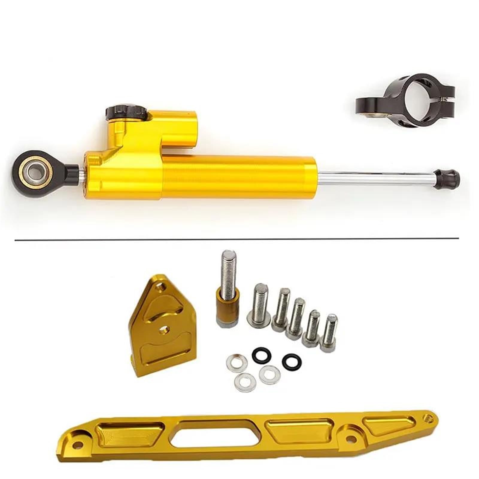 Motorradhalterung Einstellbarer Motorrad CNC Stabilisator Dämpfer Komplette Lenkung Montage Halterung Halter Set Motorrad Für XJR1300 2002-2015 Stoßdämpfer CNC-Montagesatz(Gold) von LNMLRBXEXZ