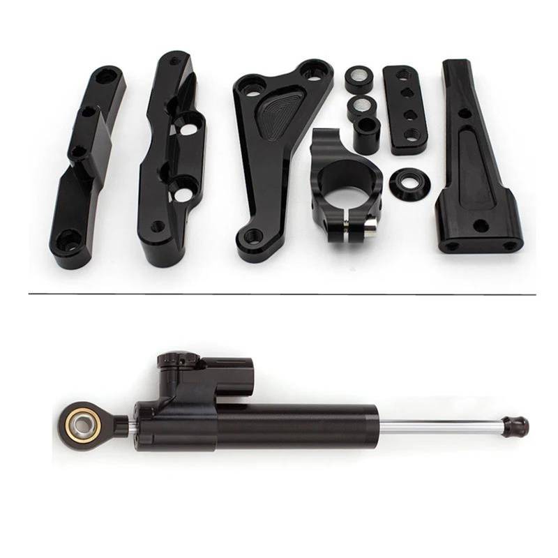 Motorradhalterung Einstellbarer Motorrad Fiber Carbon Lenkung Dämpfer Stabilisator Halterung Mount Kit Für CB650F 2014-2019 CNC Stoßdämpfer CNC-Montagesatz(Black A) von LNMLRBXEXZ