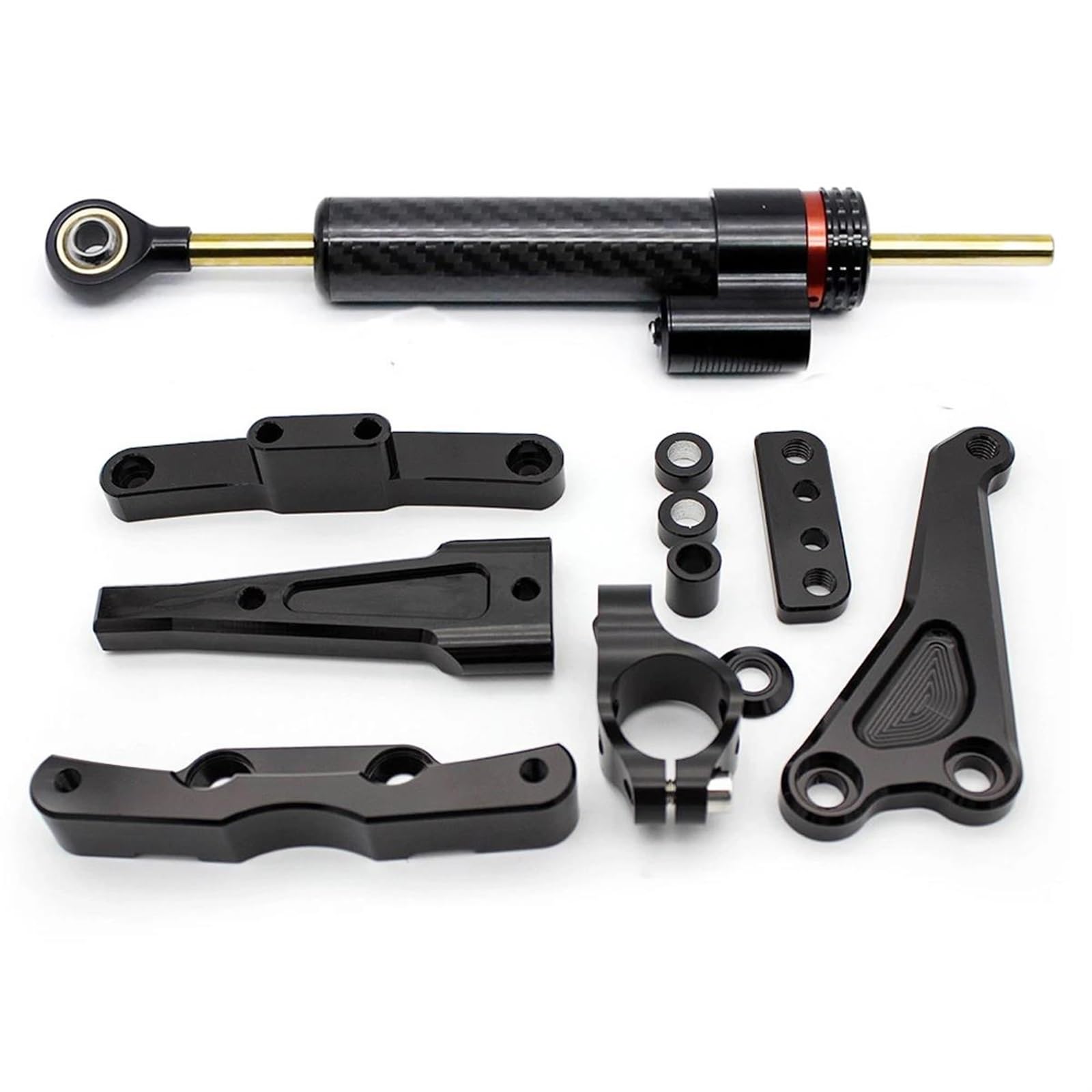 Motorradhalterung Einstellbarer Motorrad Fiber Carbon Lenkung Dämpfer Stabilisator Halterung Mount Kit Für CB650F 2014-2019 CNC Stoßdämpfer CNC-Montagesatz(Black E) von LNMLRBXEXZ